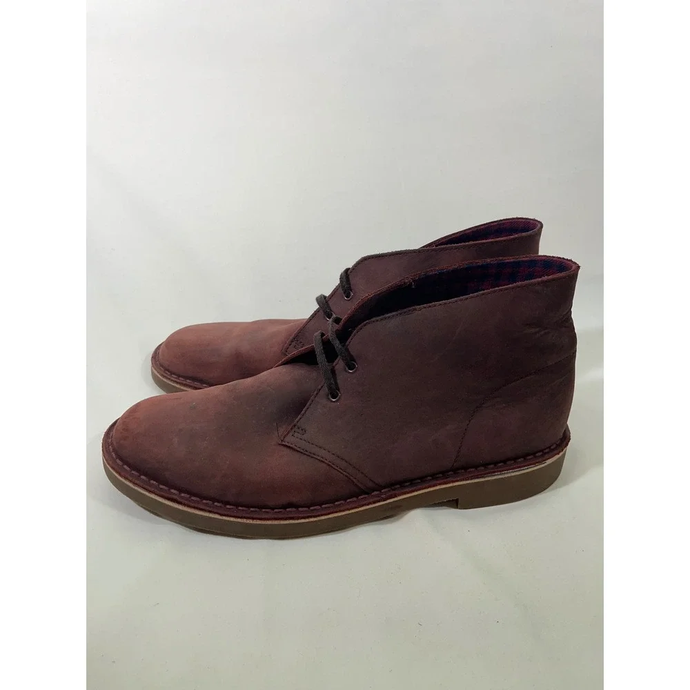Clarks Desert Ankle Boots Burgundy Suede Chukka Dress Causal Classic Men Sz 10.5